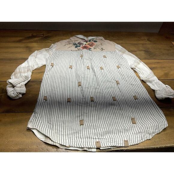 John Mark Womens Flannel Linen Blend Button Front L/S Tunic Top Shirt Size Small - Picture 12 of 12